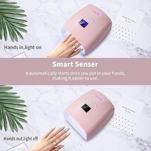 48W Rechargeable UV LED Nail Lamp,Cordless Professional Gel Nail Lights Nail Art Manicure <b>Tools</b> for Home and Salon (<b>Pink</b>) - Product Image 5