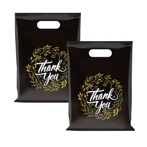 Black Color PE Disposable Plastic Shopping Bags Plastic with Die Cut Handles