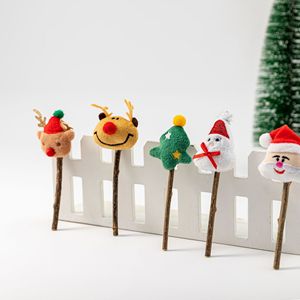 Bâton à mâcher de Noël à la catnip, motif Père Noël, renne, sapin, jouet en bois pour animaux de compagnie d'intérieur, pour le nettoyage des dents - Product Image 1