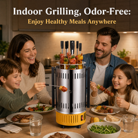 Barbecue électrique rotatif automatique, machine à brochettes verticales sans fumée, four à barbecue domestique
