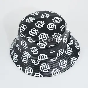 Fashion Designer Reversible Custom Logo All Over Printed And Embroidered Chapeau Seau Cotton Fisherman Bucket Hat