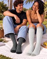 Chaussettes de compression en bambou personnalisées avec logo, 15-20 mmHg, hauteur genou, rembourrées, douces, respirantes, pour le sport, le travail, la maternité