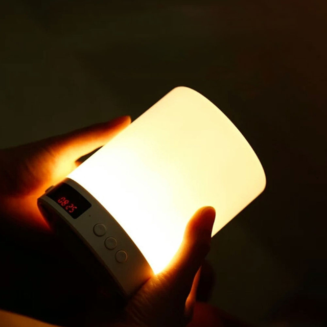 BT Speaker Colorful Night Light Smart Portable Wireless Touch Control Desk Table Lamp TF Card Support LED Alarm Clock