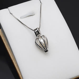 Accesorio de Joyería de Acero Inoxidable S925, Cadena de Clavícula con Forma de Jaula de Pájaro 7-8, para Colgar Perlas, 830, Sin Orificio, Colgante - Product Image 3