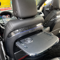 Table pliante pour siège arrière Cadillac XT5 XT6 2017-2024, chargeur sans fil, porte-gobelet, bureau pour ordinateur portable, table à manger, finition carbone, éclairage d'ambiance