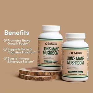 Cápsulas de extracto dual de Melena De León orgánicas de etiqueta privada Suplementos inmunitarios de apoyo cerebral para adultos Suplementos de melena de León - Product Image 3
