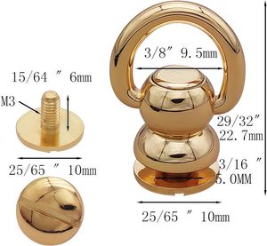 Juego de remaches de latón macizo con anillo en D y tornillo Chicago de rotación libre - Product Image 2