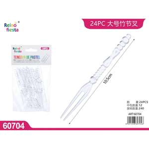 24pcs Large Bamboo Style <b>Forks</b> for Cake and <b>Dessert</b> Decorating Party Supplies - Product Image 1