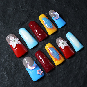 Wholesale high-end handmade acrylic nail art, duckbill-shaped full-coverage false nails, multiple colors,3D design, customizable - Product Image 2