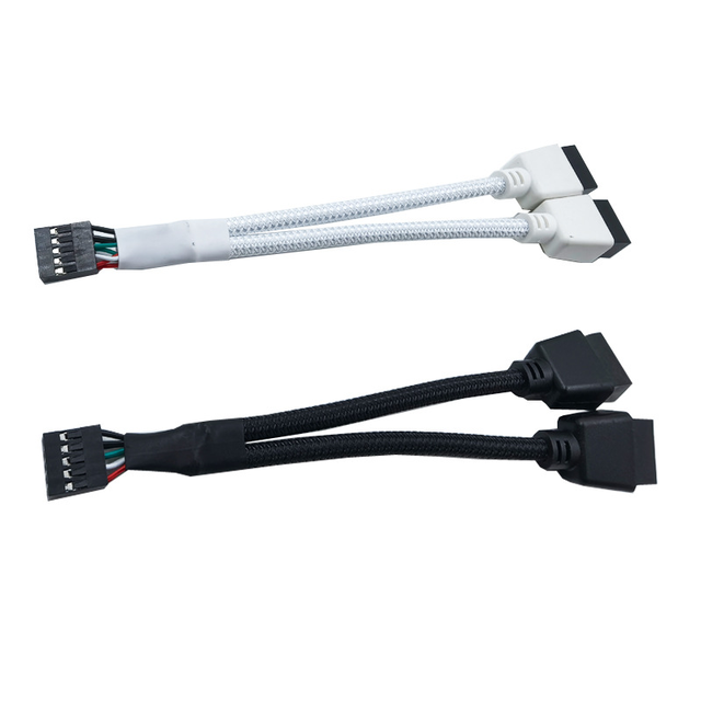 Motherboard 9Pin Extension Cable Adapter USB Header Splitter Female 1 to 2 Male Desktop 9-Pin USB2.0 HUB Connector 15CM