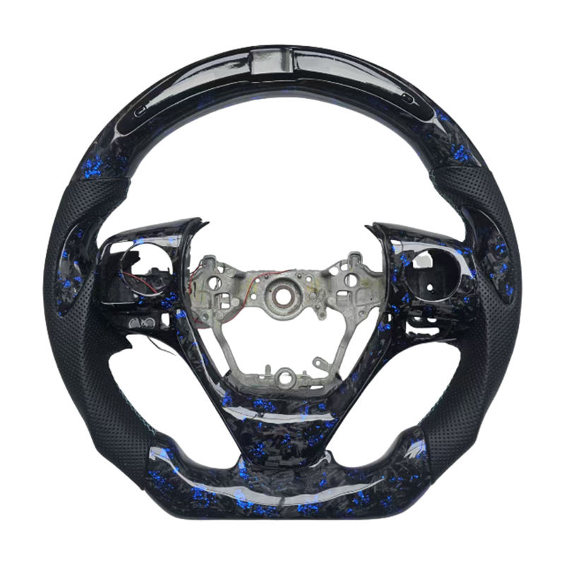 forged carbon+leather+led+blue stitch