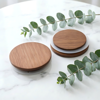 Couvercle rond en bois avec joint en silicone pour tasses et bocaux, couvercle en bois naturel écologique, ajustement universel pour tasses en verre ou en céramique