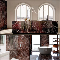 Pierre naturelle de luxe Roso Lepanto marbre violet pour comptoir de cuisine panneau mural salle de bain carrelage de sol décoration lavabo évier