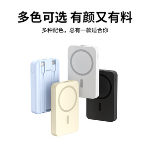 พาวเวอร์แบงค์แม่เหล็กไร้สาย 10000mAh พร้อมสายในตัว บางเฉียบ พกพาสะดวก ชาร์จเร็ว สีส้ม - Product Image 4