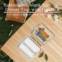 Plateaux de service rectangulaires en plastique blanc personnalisables et imprimables Prosub avec poignées, pour la table et la vaisselle, sublimation