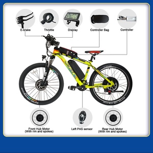 Kit de conversion de vélo électrique à pédalage assisté avec moteur double moyeu 500W, batterie au lithium, écran LCD étanche, axe traversant et roue arrière en plastique pour pneu large - Product Image 5