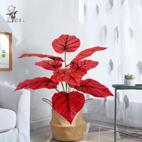 Plantes vertes artificielles en plastique haute simulation, fleurs rouges, bougies pour Thanksgiving, Pâques, Mariage, Noël, Nouvel An, Halloween