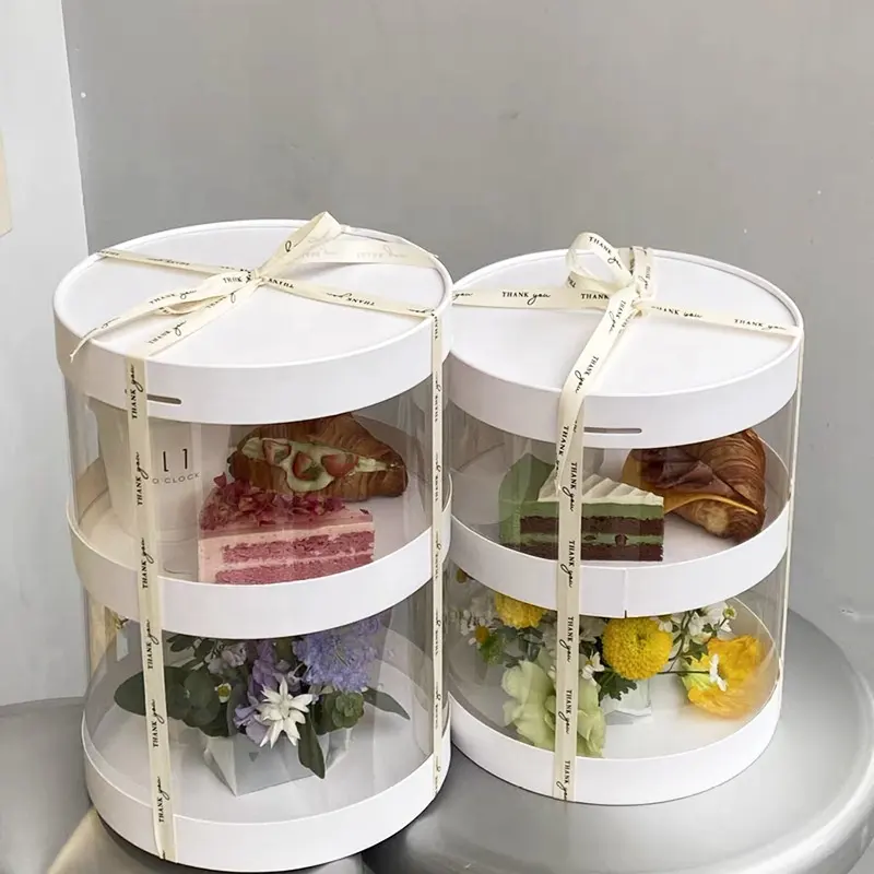 Het Hele Netwerk Exclusieve Eerste Cake Shop Dessert Winkel Verjaardagsfeestje Luxe Bruiloft Transparante Huisdier Cup Cake Doos