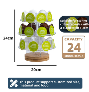 Support de rangement rotatif à 360° pour dosettes de café Dolce Gusto K-<span class=keywords><strong>Cup</strong></span> en acrylique/bambou écologique, capacité de 24 pièces, trois niveaux - Product Image 3