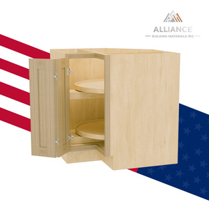 LS33-LS36 Armario de Almacenamiento con Base Giratoria Lazy Susan de 33 Pulgadas, Envío Gratuito, Gabinetes de Roble Blanco con Plato Giratorio de Madera - Product Image 1