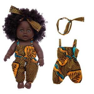Poupées de bébé réalistes en vinyle de <span class=keywords><strong>12</strong></span> pouces, nouveau-né africain noir, mignonnes, avec des cheveux bouclés, 2024 - Product Image 1