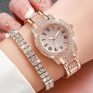 <span class=keywords><strong>Montre</strong></span> de luxe pour femme la plus vendue sur TikTok, entièrement sertie de diamants, cadran ciel étoilé, bracelet en acier, petit cadran, <span class=keywords><strong>montre</strong></span> coffret « Treasure Bowl » - Product Image 1