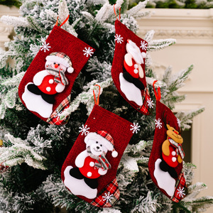 Vente chaude <span class=keywords><strong>bas</strong></span> <span class=keywords><strong>de</strong></span> Noël petit lin rouge vacances pendentif décoratif idée cadeau du nouvel an - Product Image 2