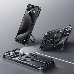 Capa de alumínio magnética para celular, acessório de montagem com ímã de metal para iphone 15 Pro max, novidade
