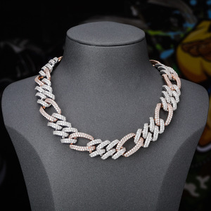 European American Full-Diamond Copper Electroplated Cuban Link <b>Chains</b> <b>Cross</b>-Border for Hot-Selling for Necklaces - Product Image 3