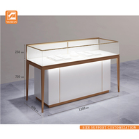 Yizhan Présentoir de bijoux en verre en bois personnalisable avec comptoir avant et éclairage LED pour le stockage et l'affichage de magasins de détail