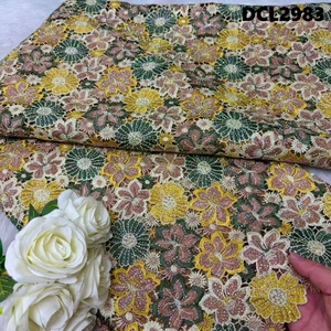 Tela de Encaje de Guipur Floral Multicolor, Encaje de Lujo con Lentejuelas y Pedrería Bordada <span class=keywords><strong>para</strong></span> Vestido de Fiesta de <span class=keywords><strong>Boda</strong></span> Nigeriano Aso Ebi - Product Image 3
