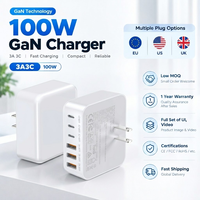 HNT 100W Pengisi Daya Universal OEM USB-C Adaptor Dinding 5V3A Colokan US/EU/UK Pengisian Cepat Pengisi Daya Perjalanan untuk iPhone dan Ponsel Android
