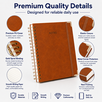 Carnet à spirale en cuir PU A5 avec reliure dorée, couverture avec coins métalliques, fermeture élastique, vente en gros