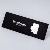 Boîte en papier noir avec logo personnalisé estampé argenté, emballage pour cartes, porte-cartes de visite métallique avec nom de marque
