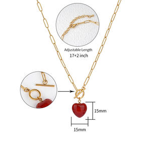 Collier Pendentif Tendance en Acier Inoxydable Plaqué Or/Argent avec Agate Cœur, Unisexe, OEM/ODM, Bijoux de Mode, En Stock - Product Image 1