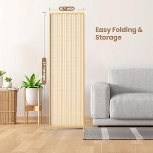 Paravent à 4 panneaux extra large, écran de séparation pliable, 63'' L <span class=keywords><strong>x</strong></span> 67'' H, design asiatique en bambou pour la séparation des pièces - Product Image 6