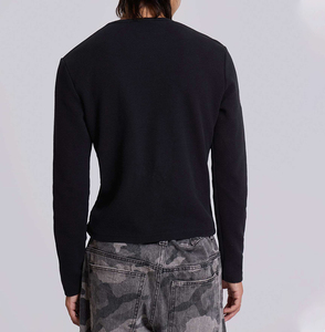 Camicia da uomo a manica lunga in cotone <span class=keywords><strong>termica</strong></span> a <span class=keywords><strong>maglia</strong></span> con motivo distintivo nero colorato con toppe stampate - Product Image 5