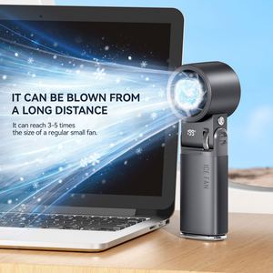 3-In-1 Handheld/<b>Neck</b> Hanging/Desktop 16°C Ice Cooling 199 Speeds 6000Mah Rechargeable Portable Fan With Flashlight - Product Image 3
