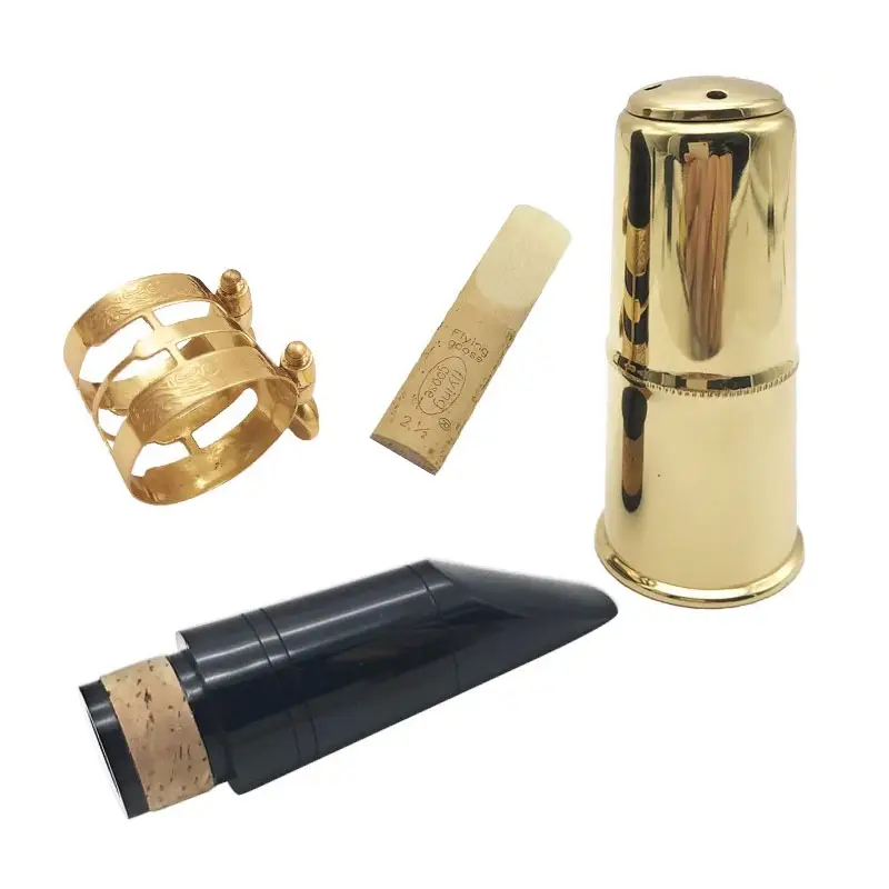 Ensemble d'embouchure de clarinette, capuchon de protection pour pince à anche, instrument à vent en bois, accessoires, ensemble de quatre pièces Capuchon en métal pour carte sculptée