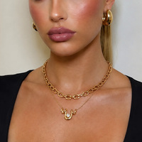 Ketting van titaniumstaal met strass, accessoire voor dames, ketting met enkele hanger, roestvrijstalen sieraden die niet vervagen