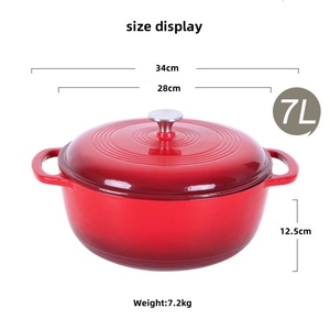 Casserole de cuisine de haute qualité Pots en fonte antiadhésive <span class=keywords><strong>28</strong></span> <span class=keywords><strong>cm</strong></span> casseroles en émail rouge domestique Double oreille four français ustensiles de cuisine - Product Image 3