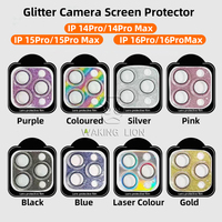 Paillettes 3D verre trempé caméra lentille protecteur d'écran couverture pour iPhone 16 15 Pro Max 14 15 Plus dureté 9H accessoire