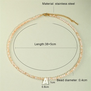High Quality Gold Plated Stainless Steel Waterproof DIY 26 Initial Letter Pendant Pearl <b>Chain</b> Choker Necklace - Product Image 5