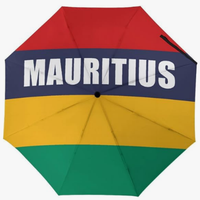 Parapluie entièrement automatique de haute qualité, pliable et compact, résistant à la pression, avec motif du drapeau national créatif de Maurice