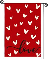 Bandera de Jardín de San Valentín 12x18 Pulgadas con Huella de Pata y Corazón, Doble Cara, Poliéster, Resistente a la Decoloración y a la Intemperie, para Aniversario, Boda, Jardín