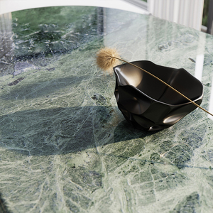 Hiện đại màu xanh lá cây Lux đá cẩm thạch bàn ăn có thể điều chỉnh vuông bằng gỗ cơ sở đá tự nhiên hình bầu dục đá Granite hàng đầu cho nhà nội thất căn hộ - Product Image 5