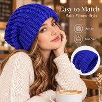 Bonnet en tricot épais et ample pour femme, style coréen, chaud et tendance, en acrylique, pour grandes têtes