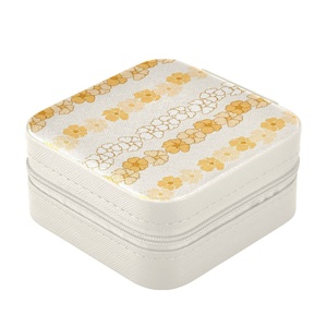 Hawaiian Portable Custom Design Small Travel <b>Case</b> <b>Earrings</b> Storage Box Leather PU Jewelry Box for Storage With Ring Slot - Product Image 3