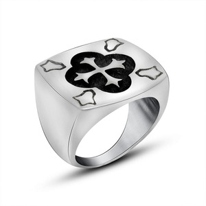 Men's <b>Titanium</b> Steel <b>Ring</b> Cross Pattern SA563 Gift Jewelry - Product Image 4