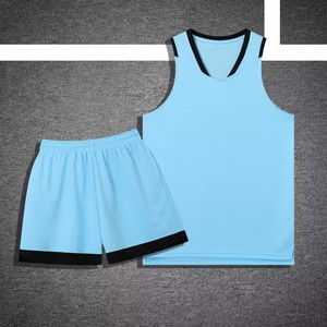 Ensemble de maillot de basket-ball, débardeur sans manches, short, 100% polyester, évacuation de l'humidité, uniforme unisexe pour adultes, logo personnalisé - Product Image 3